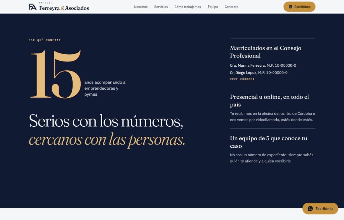 Sección de confianza de Ferreyra & Asociados con los 15 años del estudio